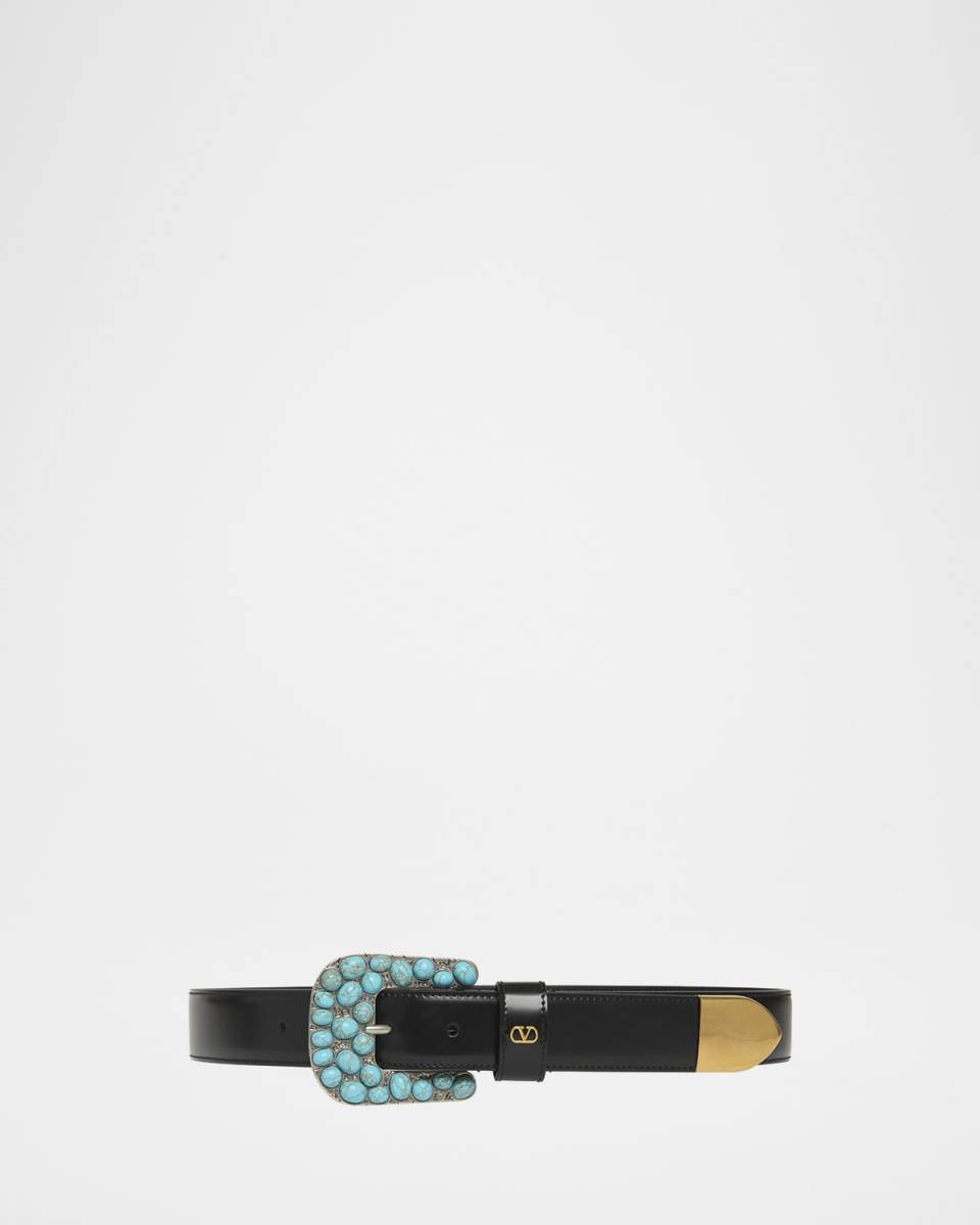 Western-Inspired Brushed Leather Belt, 30
